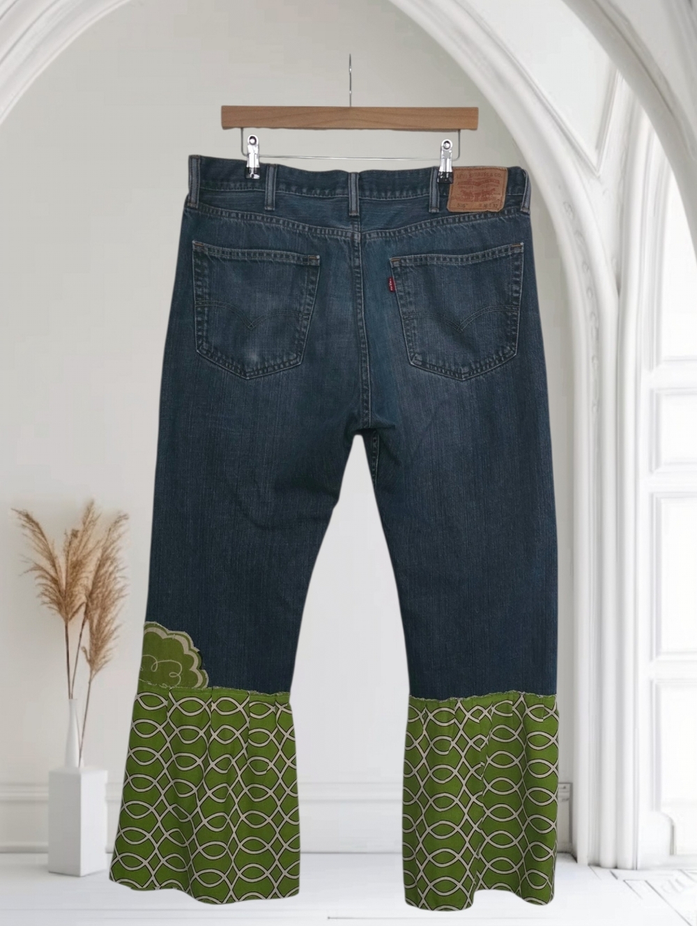 Upcycled Vintage Levi's 505 Patchwork Jeans, Size 38 - Picture 3 of 7